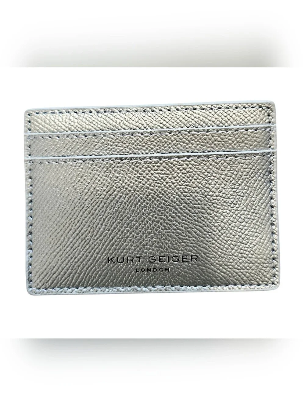 Kurt Geiger Metallic Pewter Richmond Card Holder, New